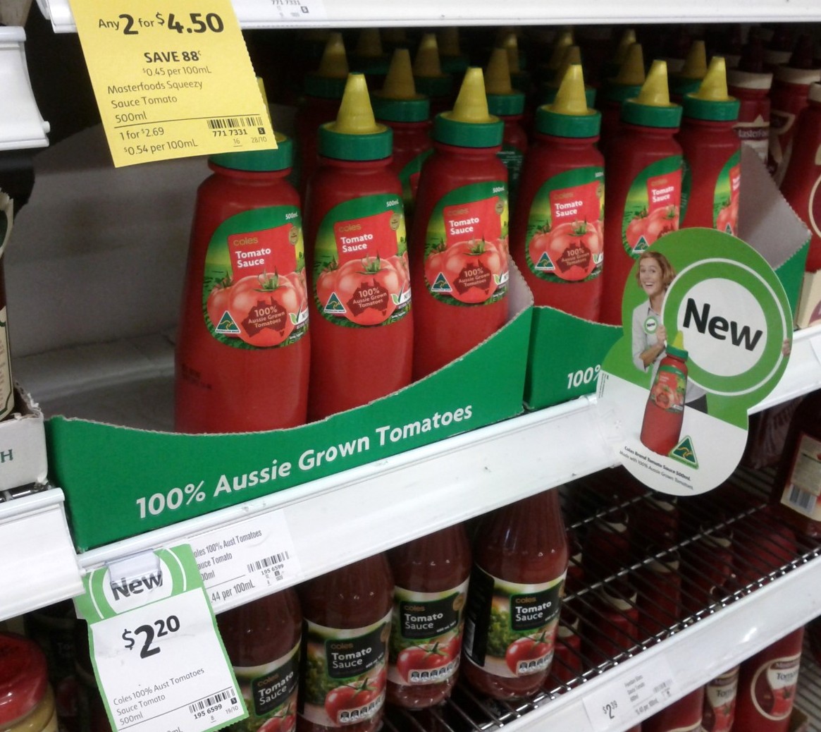 Coles 500mL 100% Australian Tomatoes Sauce