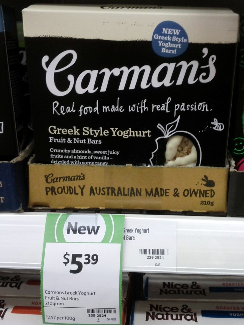 Carmans Bars 210g Greek Yoghurt Fruit & Nut