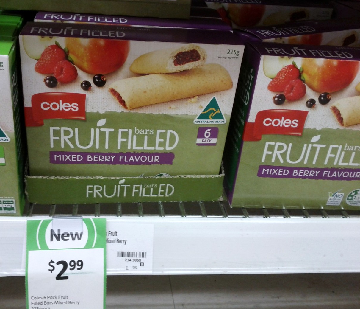 Coles Fruit Filled Bars 225g Mixed Berry Flavour