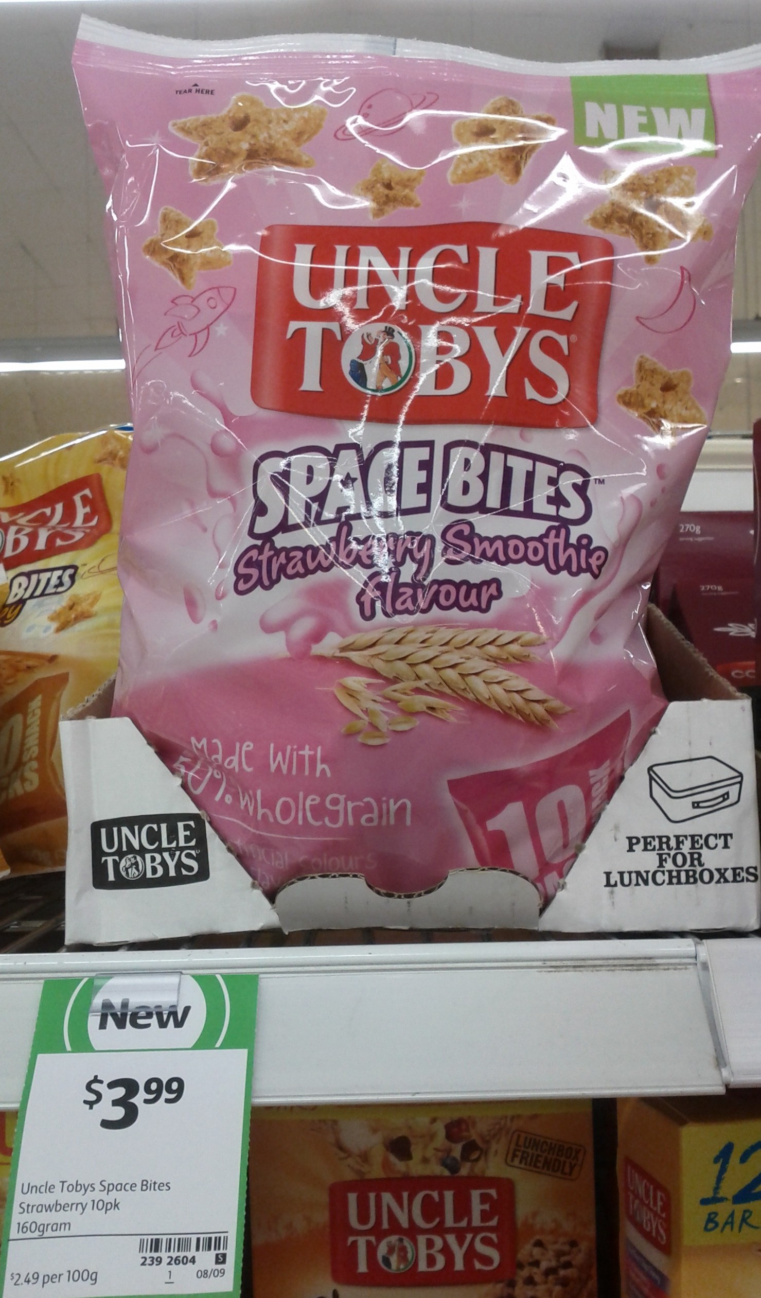 Uncle Tobys 160g Space Bites Strawberry Smoothie Flavour