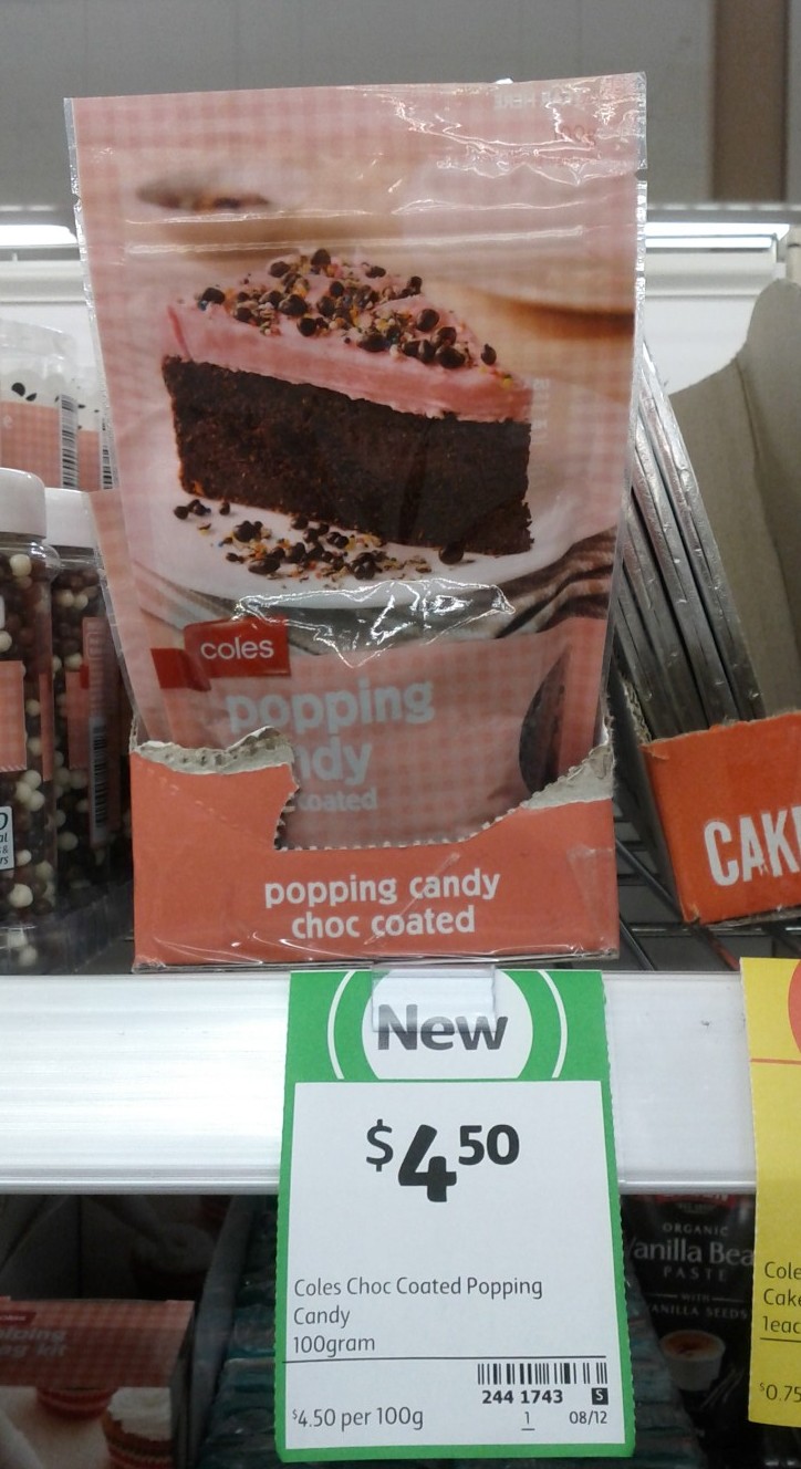 Coles 100g Choc Coated Popping Candy