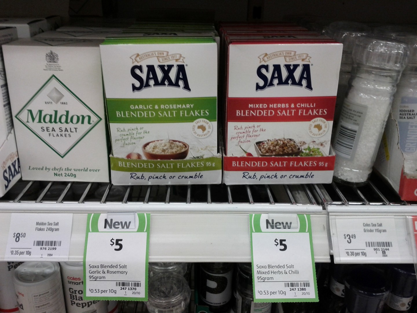 Saxa 95g Garlic & Rosemary, Mixed Herbs & Chilli Blended Salt Flakes