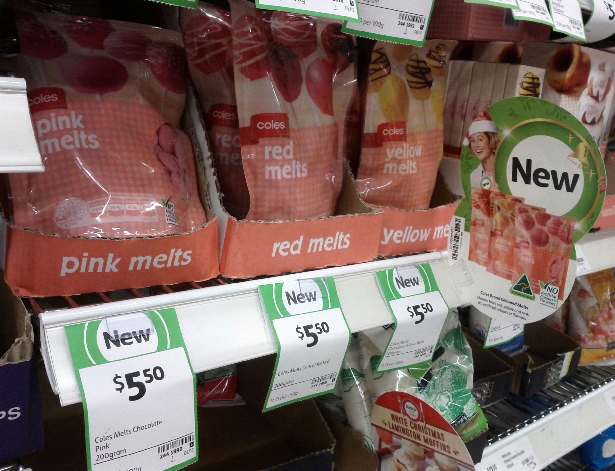 Coles Melts 200g Pink, Red, Yellow