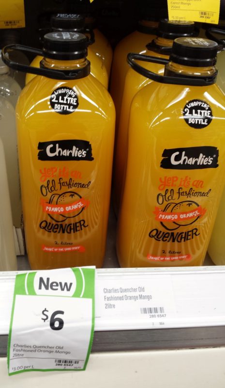 Charlies 2l Quencher Old Fashioned Mango Orange