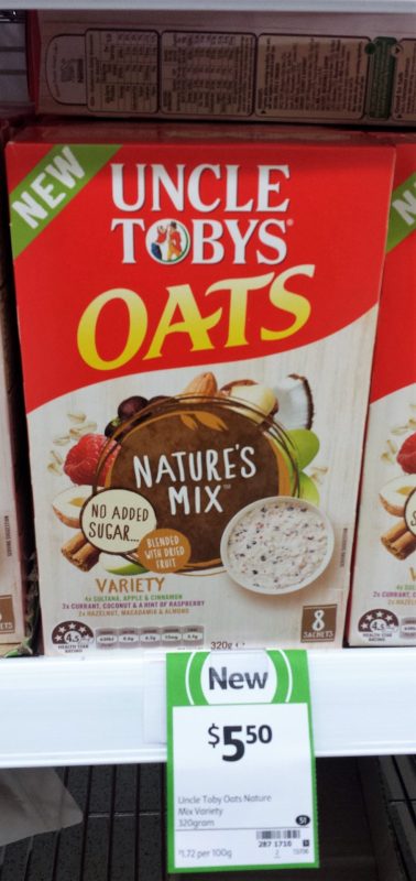 Uncle Tobys 320g Oats Nature's Mix Variety