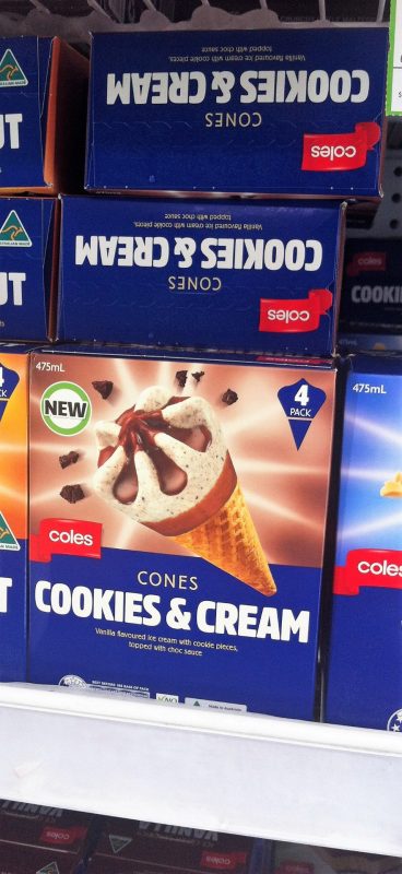 Coles 475mL Ice Cream Cones Cookies & Cream