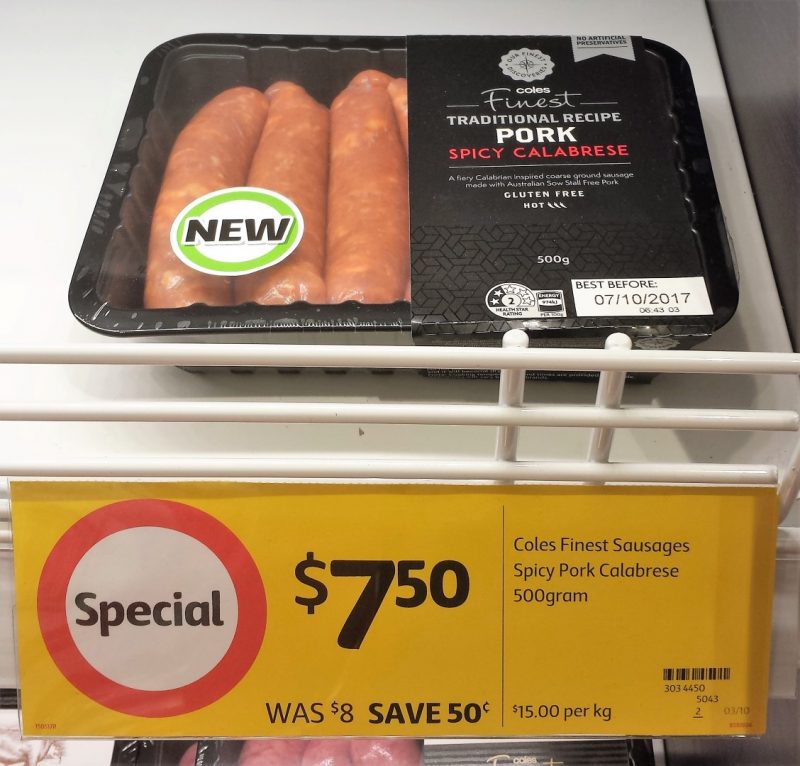 Coles 500g Finest Pork Sausages Spicy Calabrese