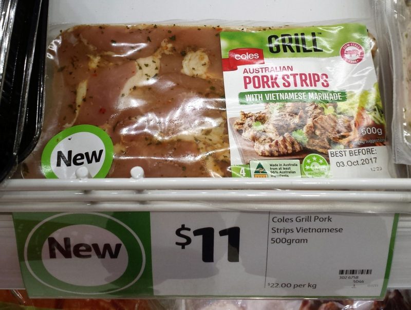 Coles 500g Grill Pork Strips With Vietnamese Marinade