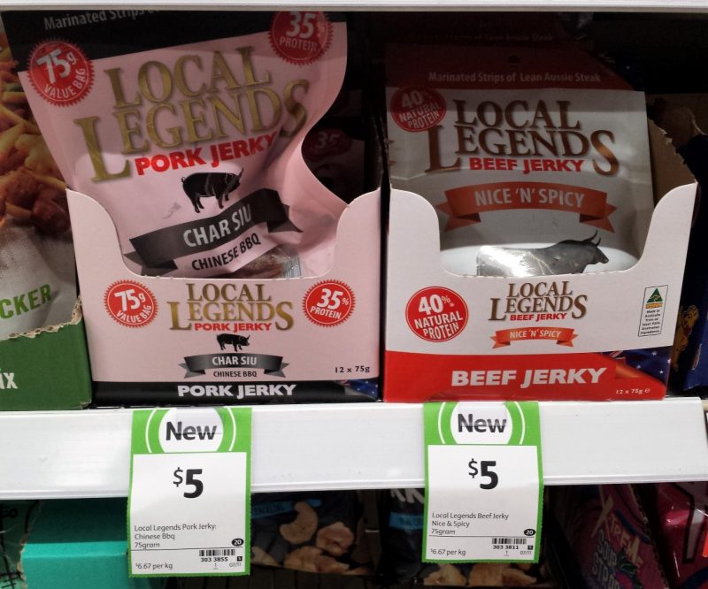 Local Legends 75g Pork Jerky Chinese BBQ, Beef Jerky Nice N Spicy