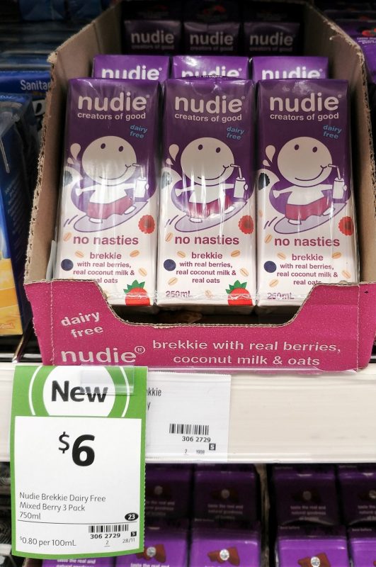 Nudie 3 X 250mL Dairy Free Brekkie Real Berries Coconut Milk & Oats