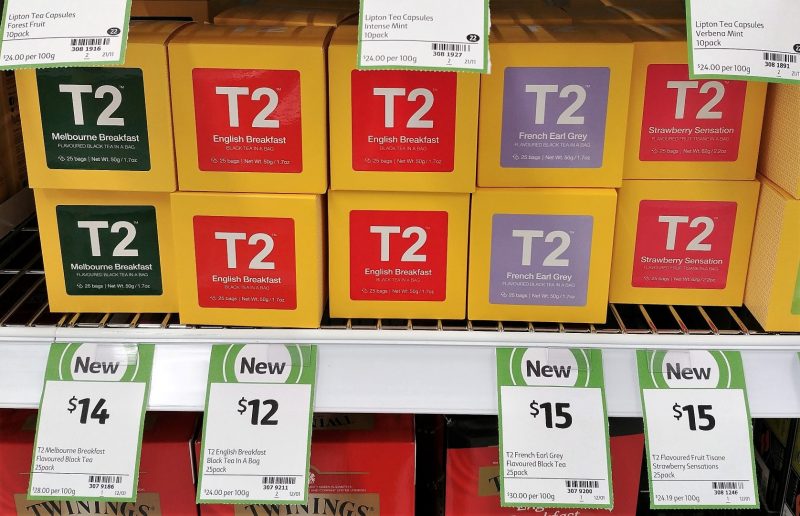 T2 50g Black Tea Melbourne Breakfast, English Breakfast, French Earl Grey, Strawberry Sensation