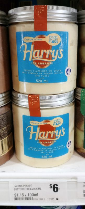 Harry's 520mL Ice Cream Peanut Butter Fudge