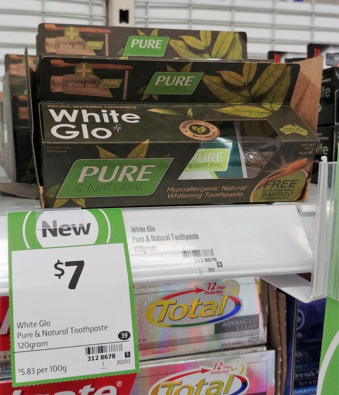 White Glo 120g Pure & Natural Toothpaste