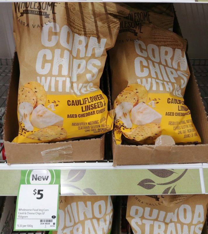 Wholesome Food Company 150g Corn Chips With Veg Cauliflower, Linseed & Aged Cheddar Cheese