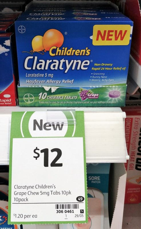 Claratyne 10 Pack Children's Hayfever Allergy Relief Grape Flavoured