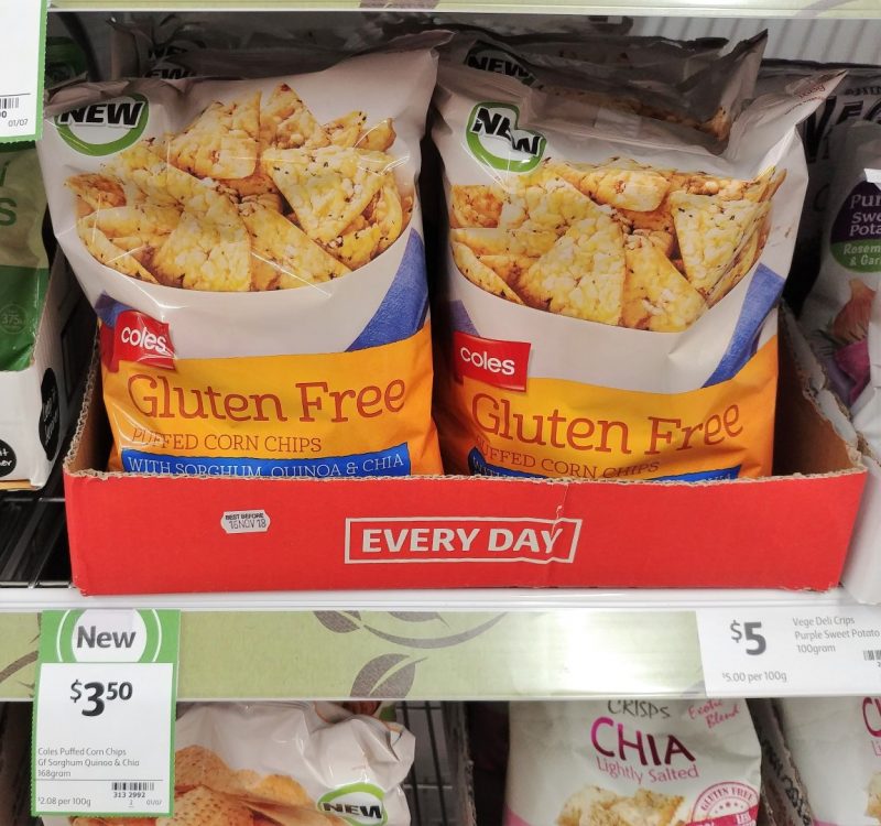 Coles 168g Gluten Free Puffed Corn Chips With Sorghum Quinoa & Chia