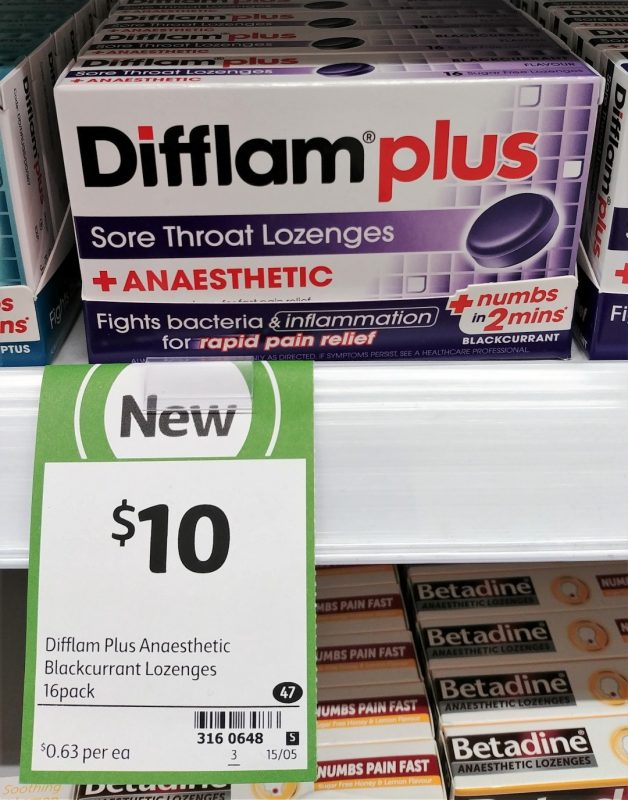 Difflam Plus 16 Pack Sore Throat Lozenges + Anaesthetic Blackcurrent