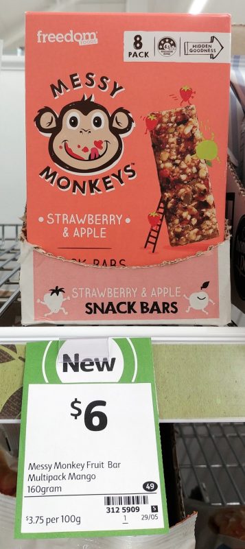 Freedom Foods 160g Messy Monkeys Snack Bars Strawberry & Apple