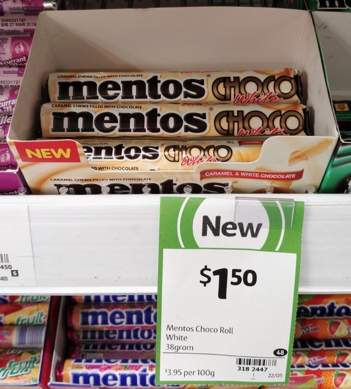Mentos 38g Choco White Caramel Chews Filled With Chocolate