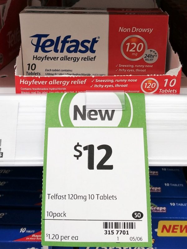 Telfast 10 Pack Hayfever Allergy Relief 120mg