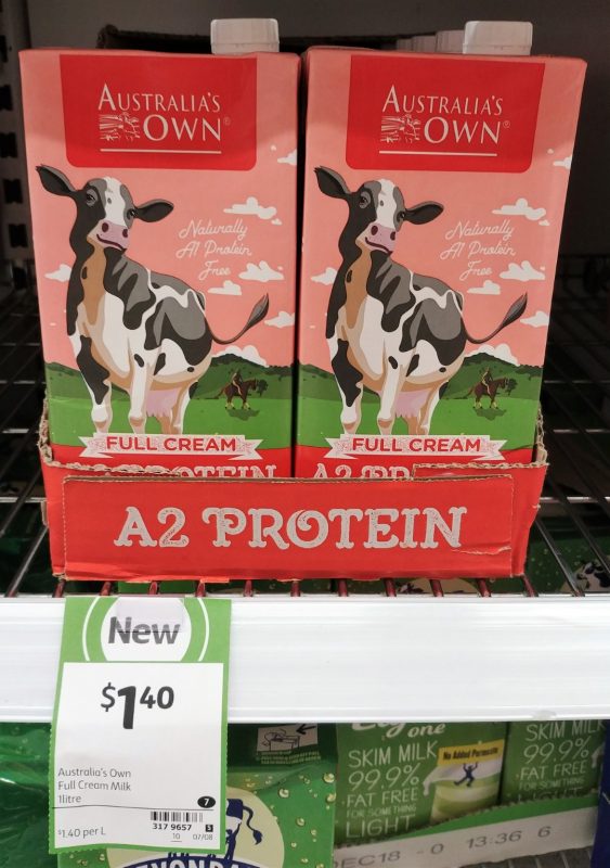 Australia's Own 1L Full Cream Milk A2 Protein