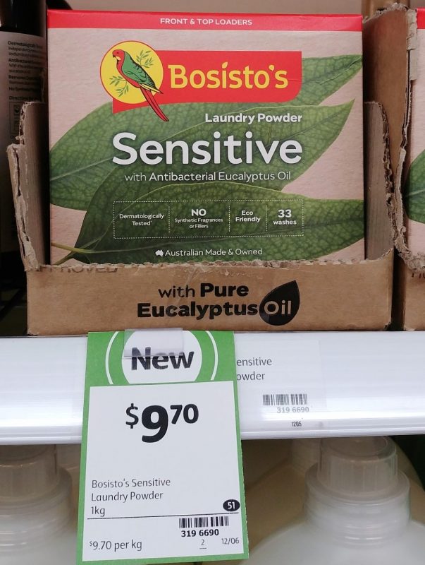 Bosisto's 1kg Laundry Powder Sensitive With Antibacterial Eucalyptus Oil