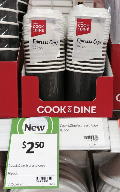 Coles 10 Pack Cook & Dine Espresso Cups