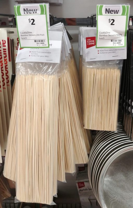 Coles 200 Pack Cook & Dine Bamboo Skewers, 100 Pack