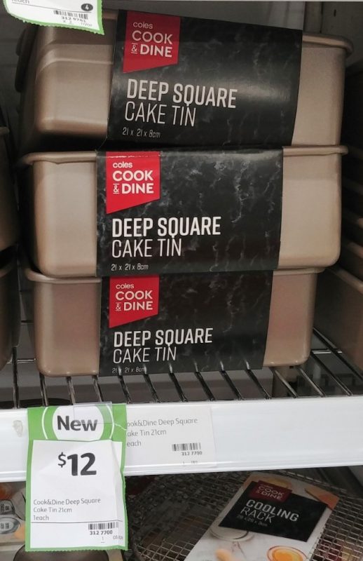 Coles 21cm Cook & Dine Cake Tin Deep Square
