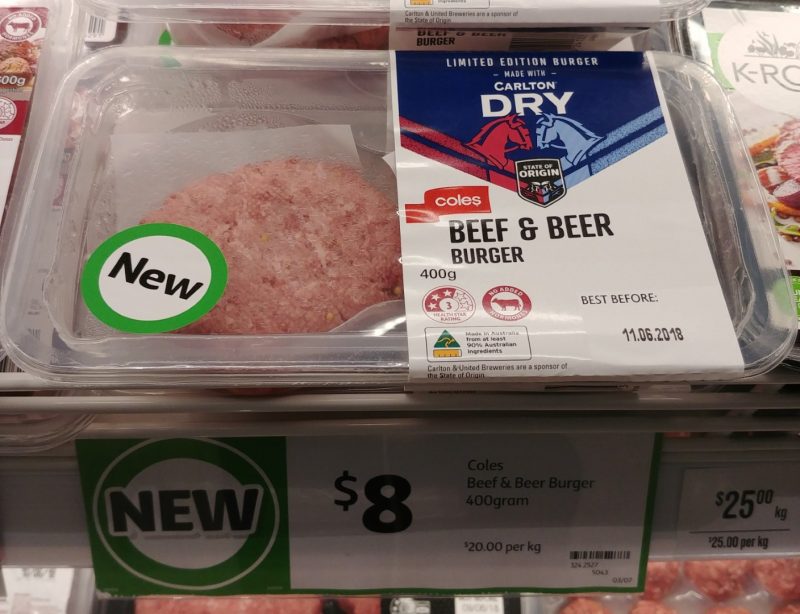 Coles 400g Beef & Beer Burger Limited Edition Burger Made With Carlton Dry