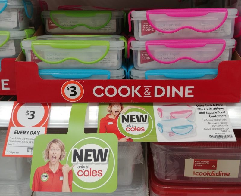 Coles 600mL Cook & Dine Food Containers Clip Fresh