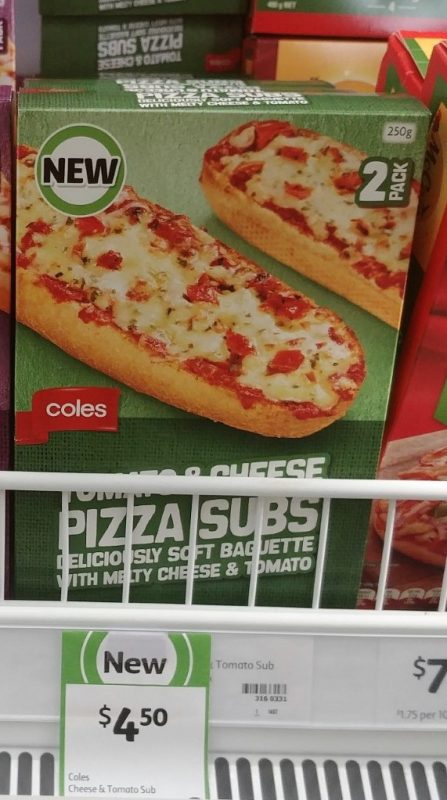 Coles 250g Pizza Subs Tomato & Cheese