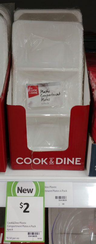 Coles 4 Pack Cook & Dine Plastic Plates Compartment