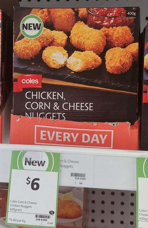 Coles 400g Chicken Nuggets Corn & Cheese