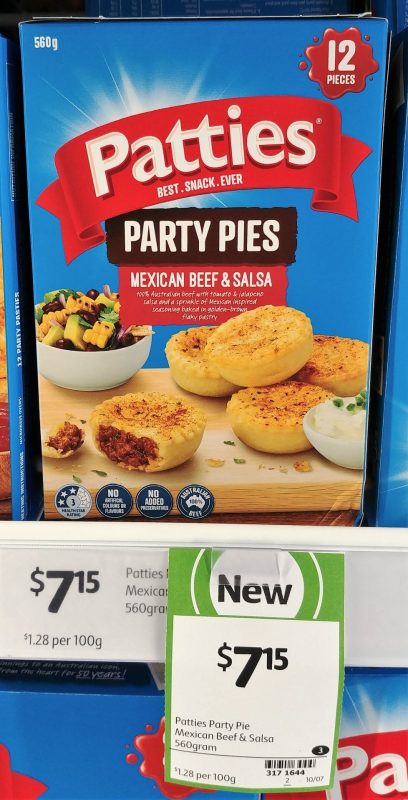 Patties 560g Party Pies Mexican Beef & Salsa