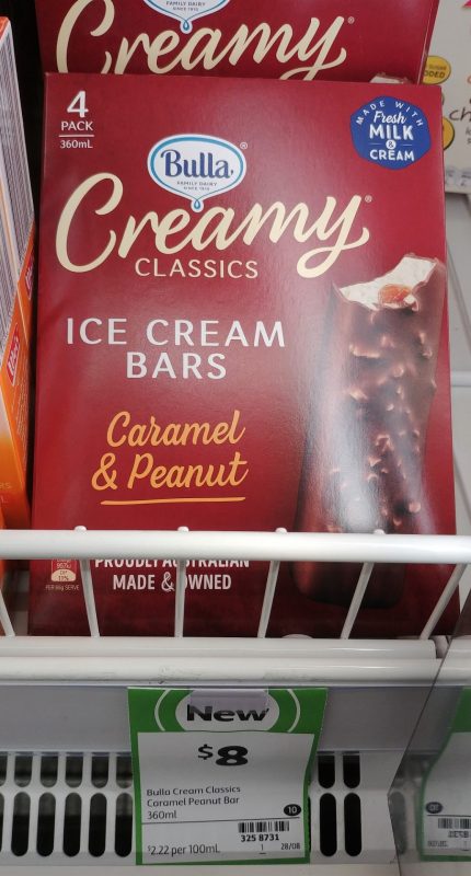 Bulla 360mL Ice Cream Bars Caramel & Peanut