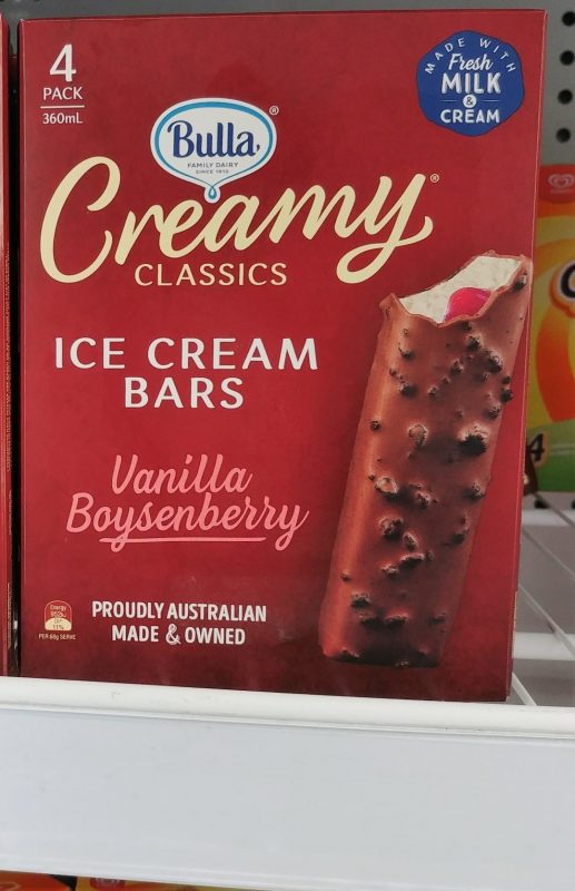 Bulla 360mL Ice Cream Bars Vanilla Boysenberry