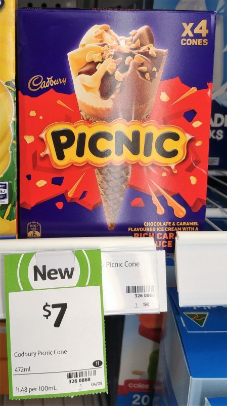 Cadbury 472mL Picnic Ice Cream Cone