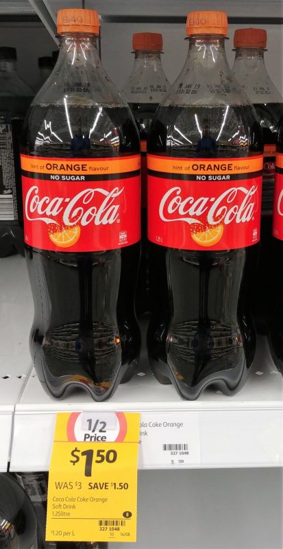 Coca Cola 1.25L Soft Drink No Sugar Orange
