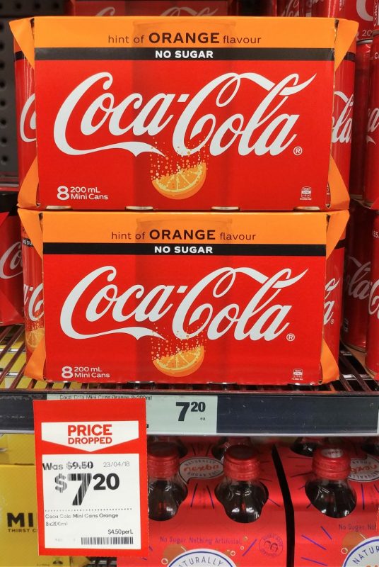 Coca Cola 8 X 200mL Mini Cans No Sugar Orange
