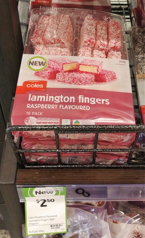 Coles 350g Lamington Fingers Raspberry Flavoured