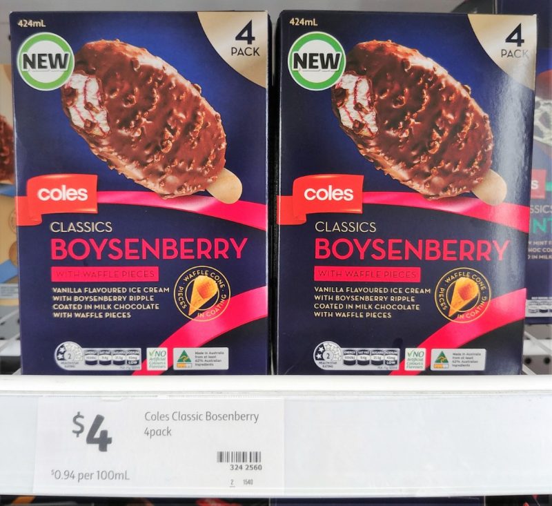 Coles 424mL Ice Cream Classics Boysenberry With Waffle Pieces