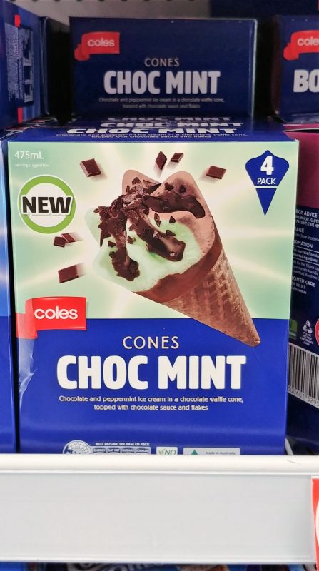 Coles 475mL Ice Cream Cones Choc Mint