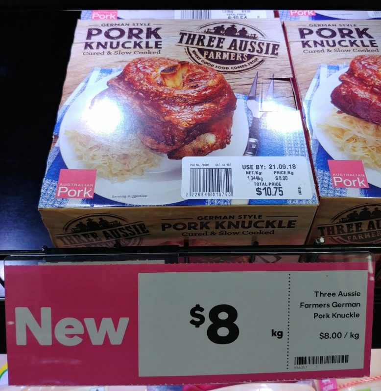 Three Aussie Farmers $8 Kg Pork Knuckle German Style