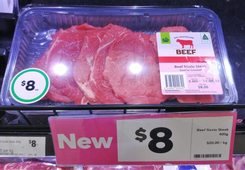 Wooloworths $8 Kg Beef Sizzle Steak