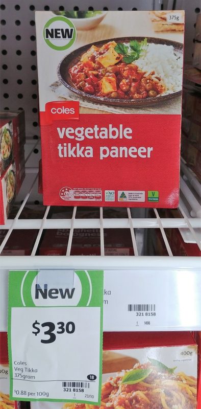 Coles 375g Vegetable Tikka Paneer