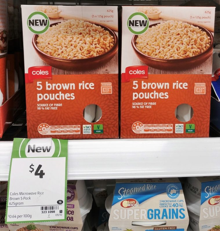 Coles 625g Rice Pouches Brown