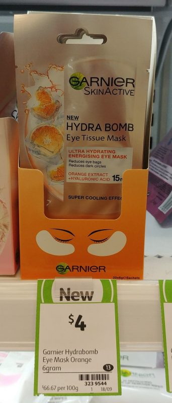 Garnier 6g Skin Active Eye Tissue Mask Hydra Bomb Orange Extract
