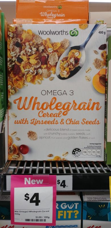 Woolworths 400g Cereal Wholegrain With Linseeds & Chia Seeds