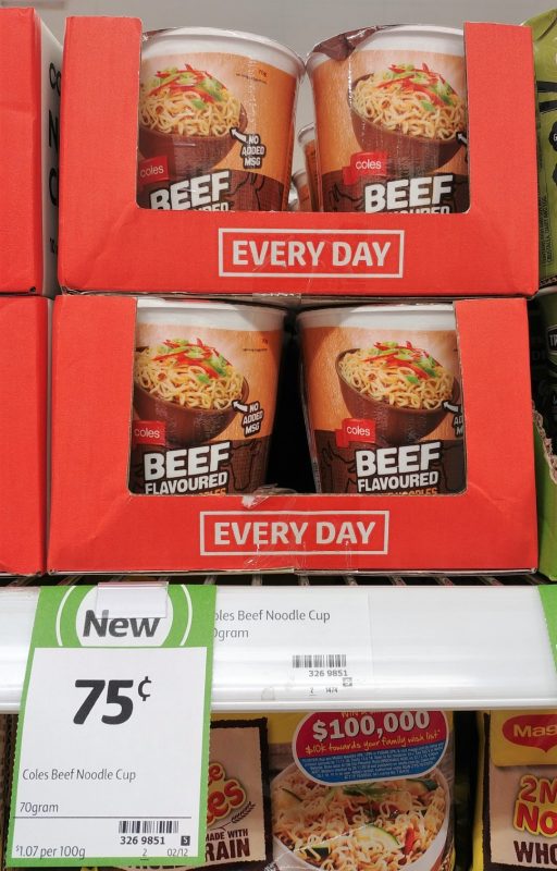 Coles 70g Noodle Cup Beef Flavoured